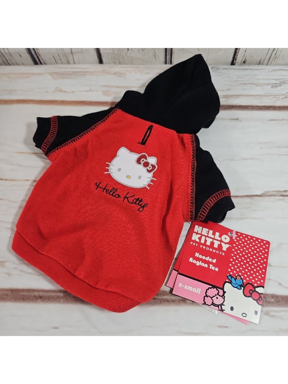 Hello Kitty Red Black Raglan Tee T Shirt Dog Clothes Pet Apparel XS X Small New